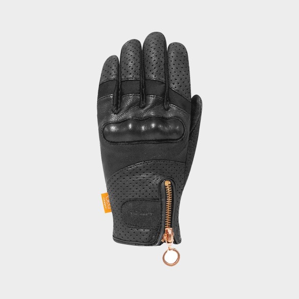 Cremallera oro-rosa guantes de moto mujer refinamiento
