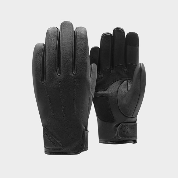 MAYFIELD EVO - Guanti da moto estivi in pelle nera con palmo e parte anteriore
