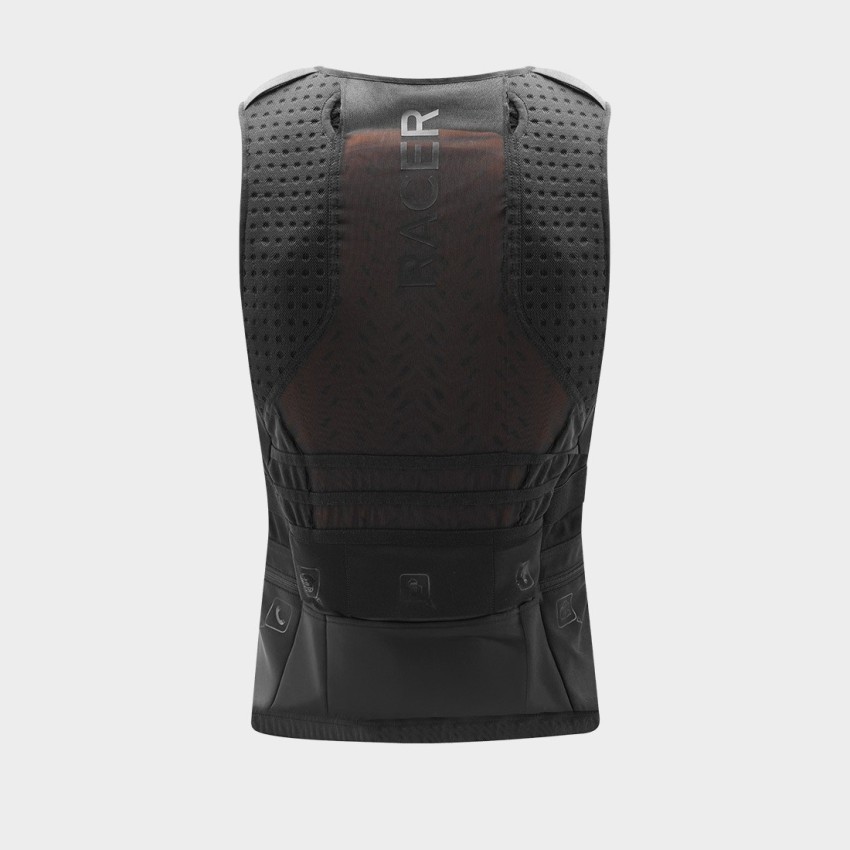 Wild vest, gilet de protection noir à manche courte avec des poches à l'arrière en bas du dos
