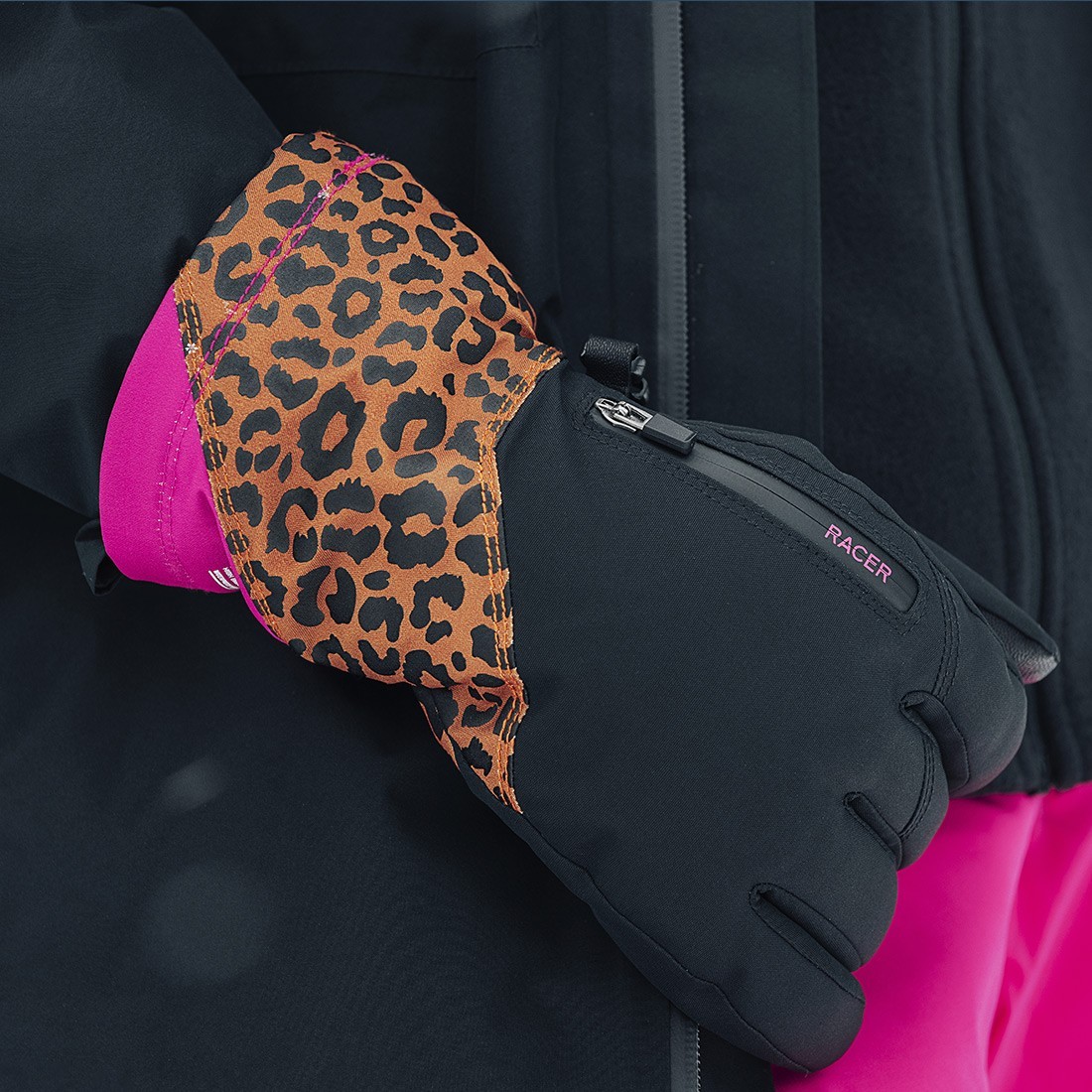 Gdinasty - Gants ski motif léopard chauds femme | RACER 1927